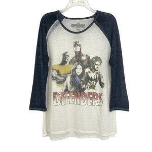 MARVEL NETFLIX The Defenders Burnout Raglan Colorblock 3/4 Sleeve Shirt Size L